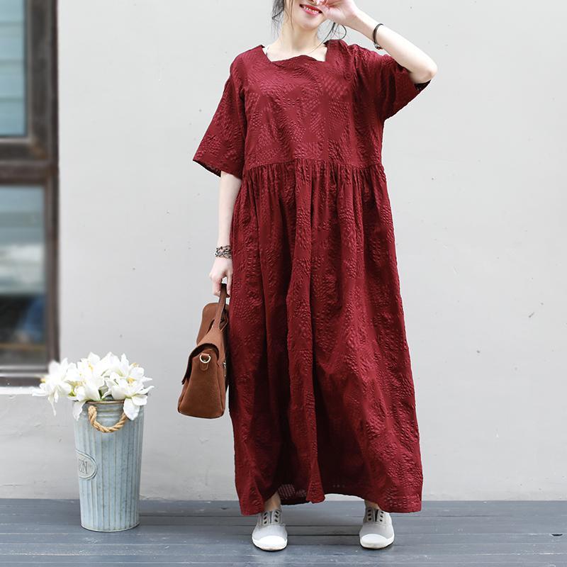 Pure Color Wrinkled Texture Pleated Dress - Omychic