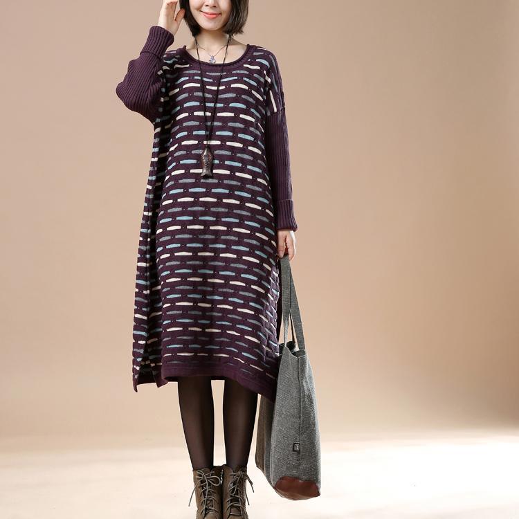 Purple knit sweaters oversize winter dresses