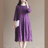 Purple lace patchwork cotton dresses plus size maxi dresses elegant design 2
