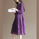 Purple lace patchwork cotton dresses plus size maxi dresses elegant design 4