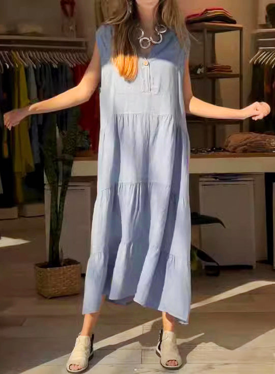 Victoria Exclusive Vesper Solid Color Cotton and Linen Dress for Women Elevated Occasion Wear