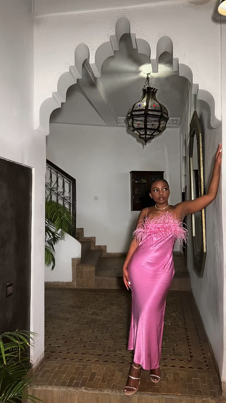 Classy Pink Evening Dress,Pink Formal Gown  cc769