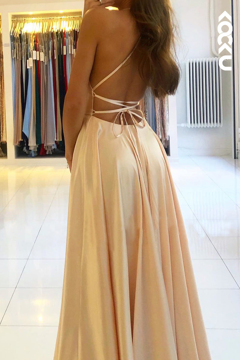 L1248 - Sheath/Column Straps Satin Pleats Sleeveless Prom Evening Formal Dress