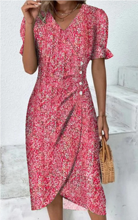 Camila Effortless Women's Floral Dress with Short Sleeves Designer Edit