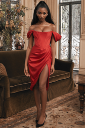 Satin Off Shoulder Dress 19