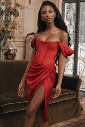 Satin Off Shoulder Dress 17