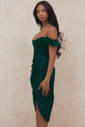 Satin Off Shoulder Dress 6