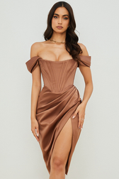 Satin Off Shoulder Dress 21