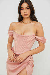 Satin Off Shoulder Dress 27