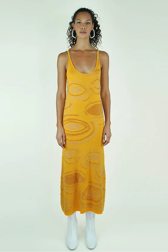 Abstract Swirl Jacquard Knit Scoop Neck Cami Bodycon Midi Dress 18