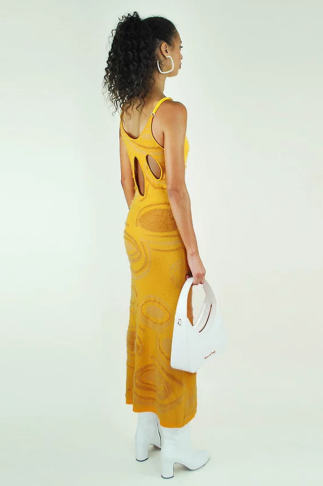 Abstract Swirl Jacquard Knit Scoop Neck Cami Bodycon Midi Dress 19