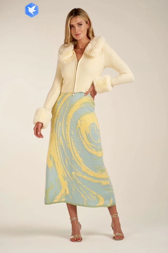 Abstract Swirl Jacquard Knit Scoop Neck Cami Bodycon Midi Dress 31