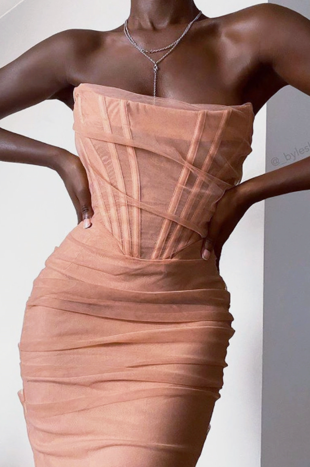 Mesh Strapless Corset Dress - View 18