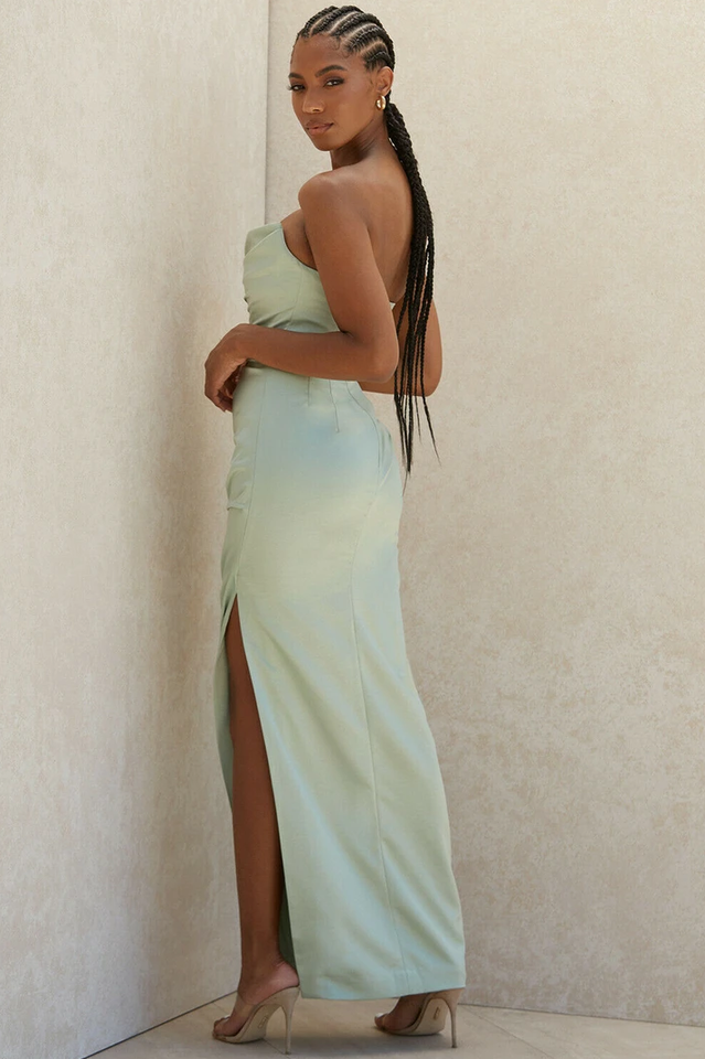 Satin Strapless Corset Maxi Dress - View 18
