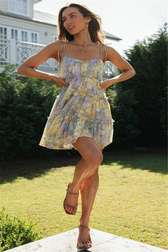 Floral Chiffon Spaghetti Strap Tiered Ruffle Mini Dress 17