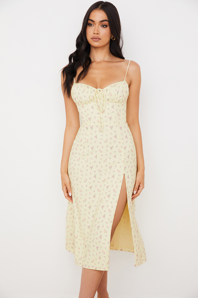 Flower Bustier Midi Dress