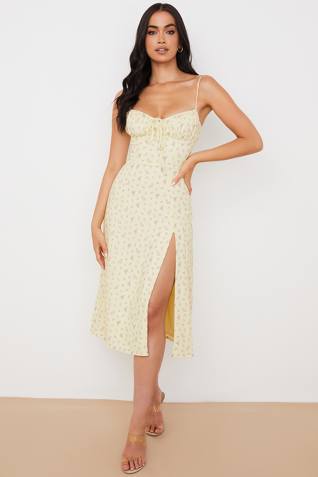 Flower Bustier Midi Dress