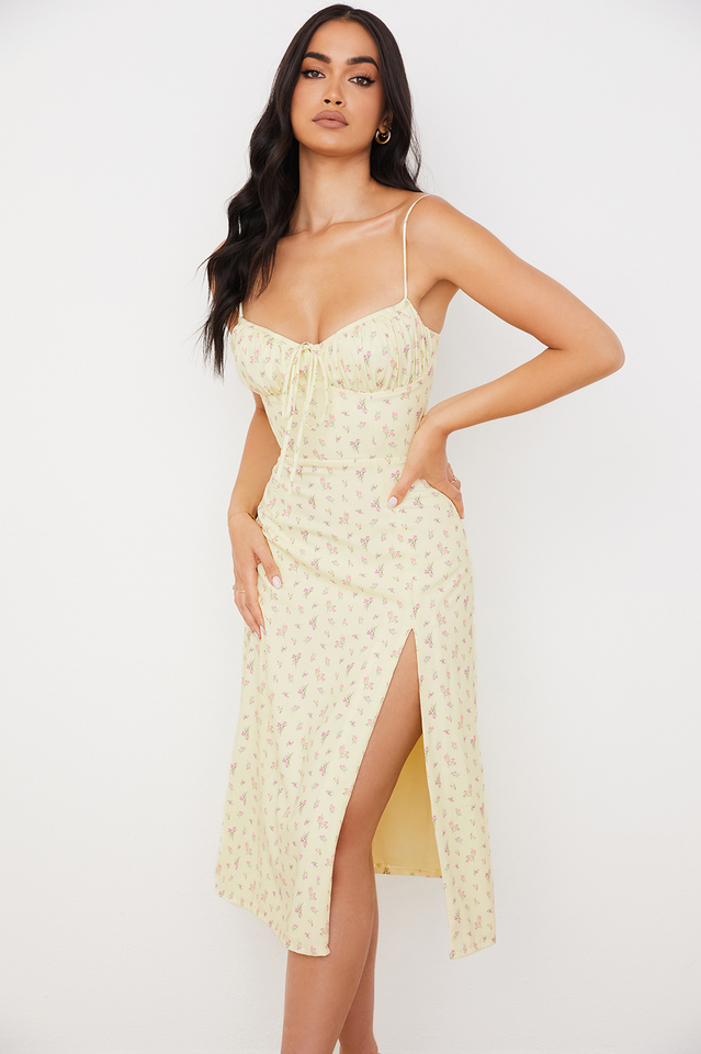 Flower Bustier Midi Dress