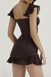 Satin Sweetheart Corset Ruffle Sleeve Mini Dress 8