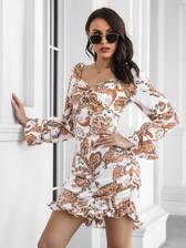 Ruffled Skirt With Printed Word Collar S / Orange