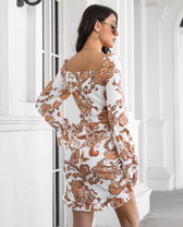 Ruffled Skirt With Printed Word Collar M / Orange