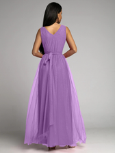 V-Neck Waist Slim Split Big Swing Shiny Dress S / Purple Dresses