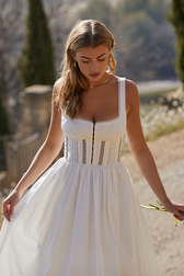 White Lace Trim Midi Dress - View 11