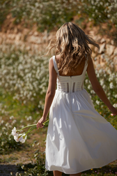 White Lace Trim Midi Dress - View 12