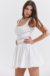 White Lace Trim Mini Dress - View 5