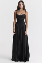 Anabella Black Lace Up Maxi Dress 3