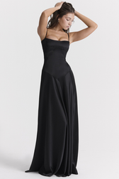 Anabella Black Lace Up Maxi Dress 6
