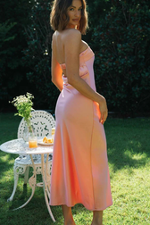 Half Open Back Charming Sleeveless Silky Dress