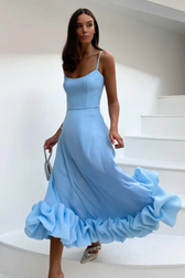 Flounce Bustier Midi Dress 8