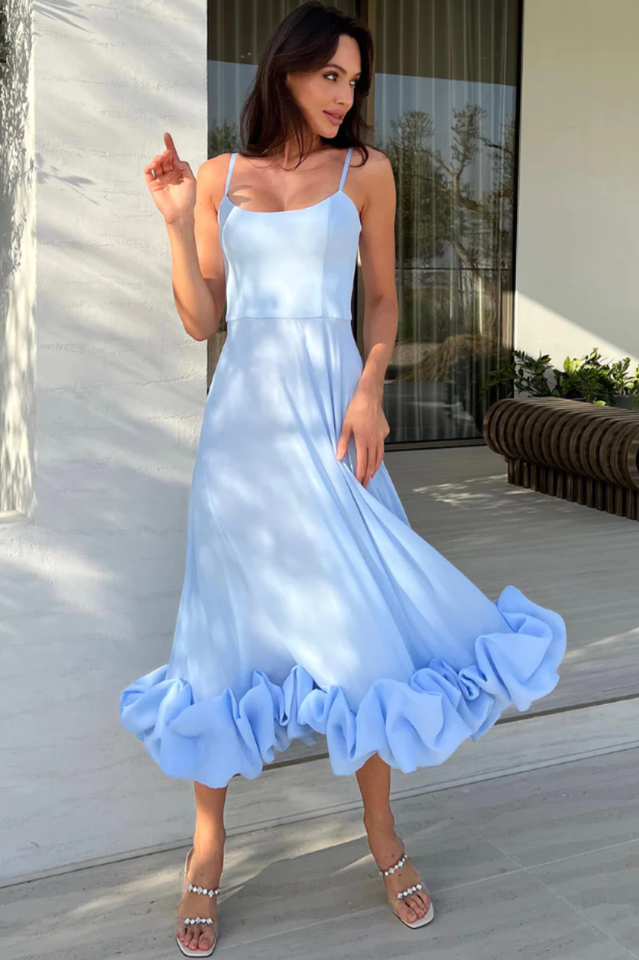 Flounce Bustier Midi Dress 9