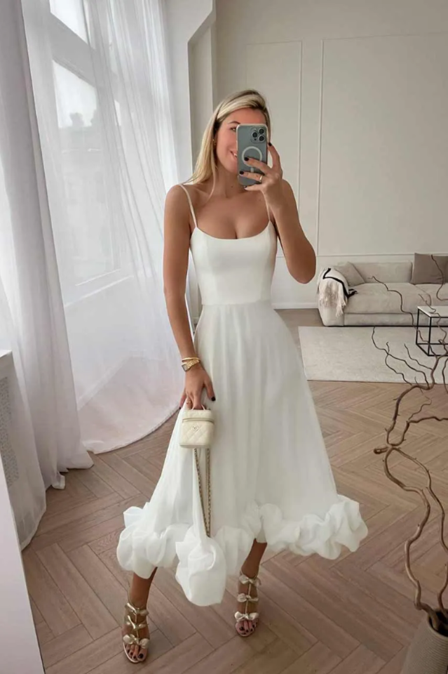 Flounce Bustier Midi Dress 14