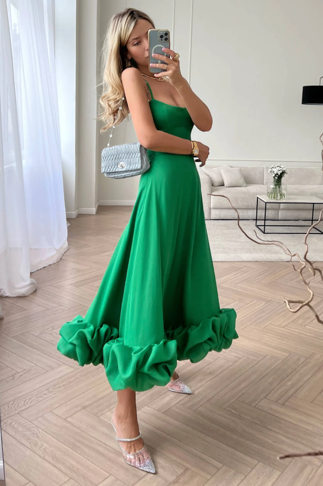 Flounce Bustier Midi Dress 10