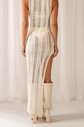 Crochet Knit Sleeveless High Split Maxi Dress 5