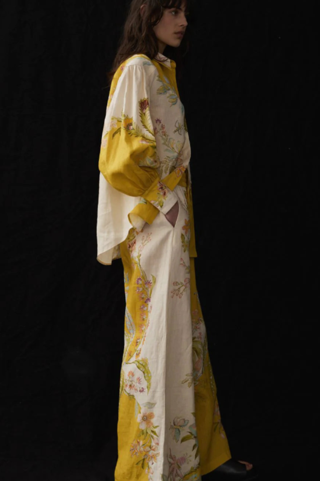 Floral Print Long Sleeve Button Shirt and Wide Leg Pants Two Piece Set 3