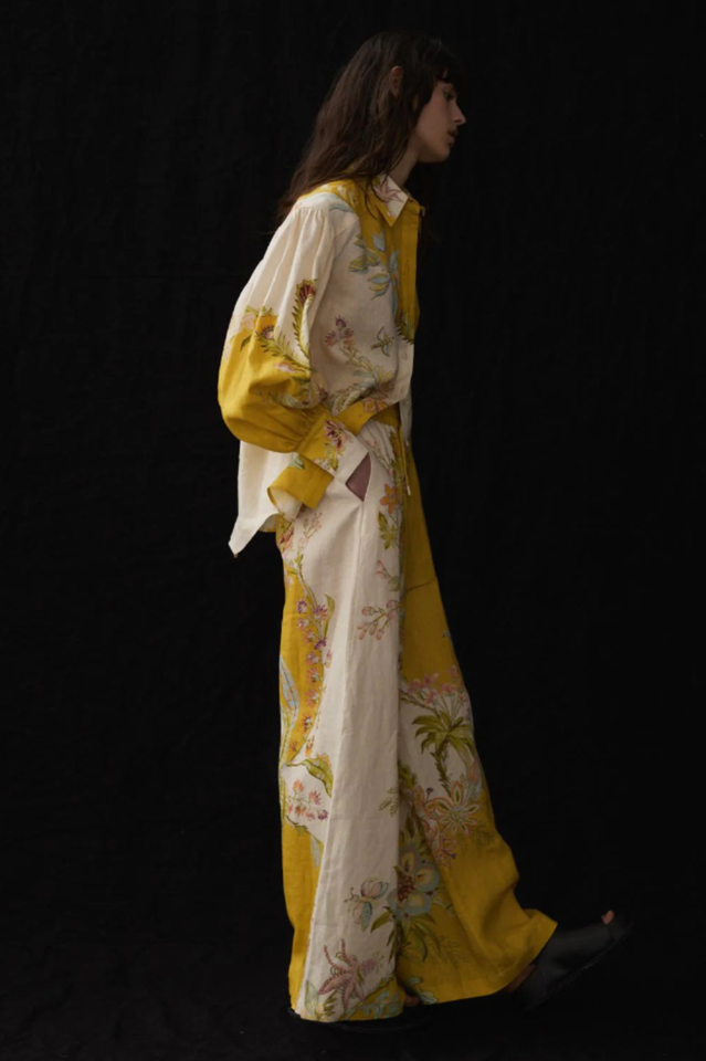 Floral Print Long Sleeve Button Shirt and Wide Leg Pants Two Piece Set 4