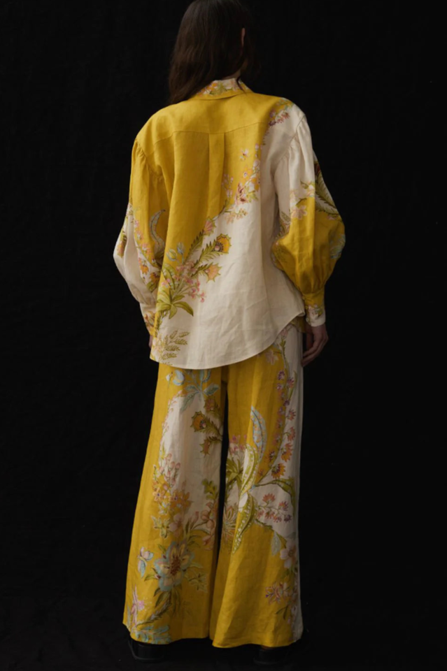 Floral Print Long Sleeve Button Shirt and Wide Leg Pants Two Piece Set 6