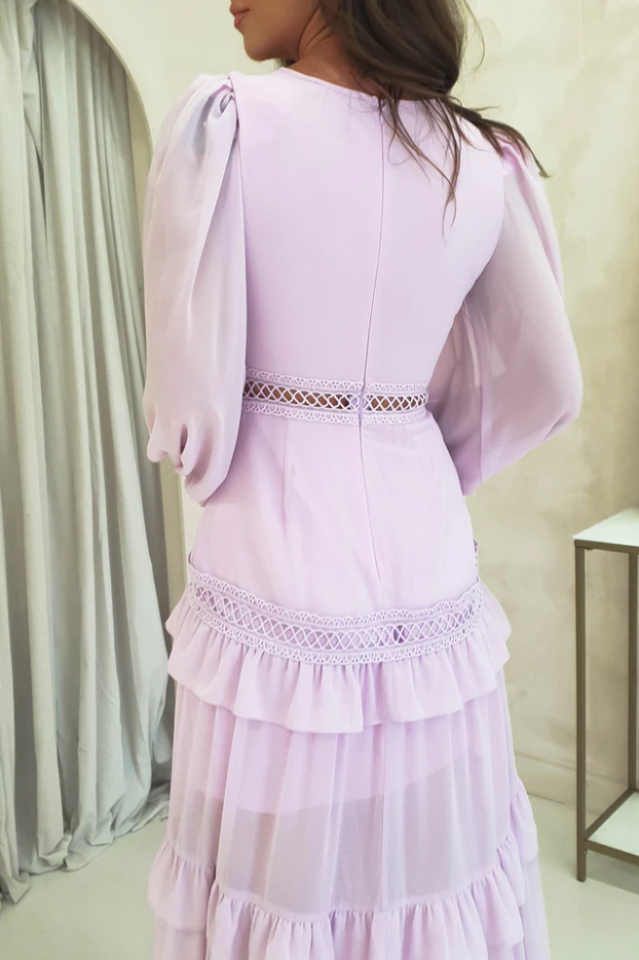 Lorie Long Sleeve Ruffle Gown 4