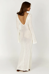 Crochet Knit Halter Neck High Split Maxi Dress 2