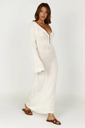Crochet Knit Halter Neck High Split Maxi Dress 3