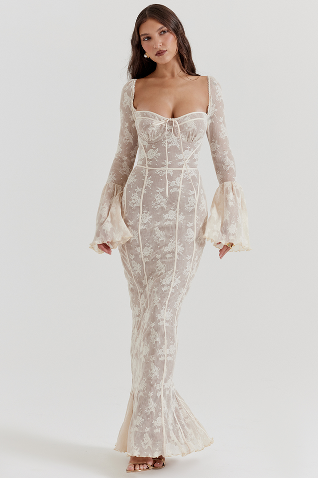 Delilah Timeless Cream Lace Maxi Dress