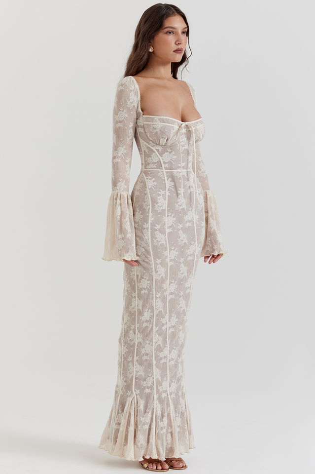 Delilah Timeless Cream Lace Maxi Dress