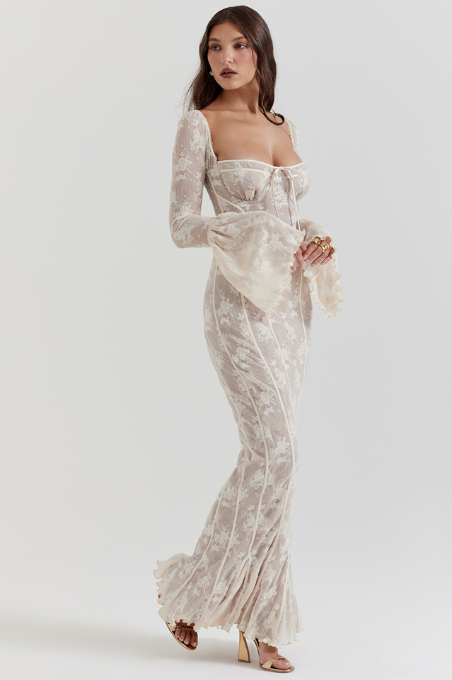 Delilah Timeless Cream Lace Maxi Dress