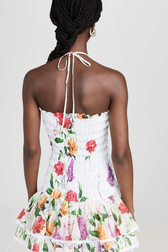 Floral Strapless Smocked Lace Trim Tiered Mini Dress 5