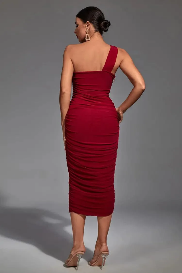 Cutout Asymmetric Midi Dress