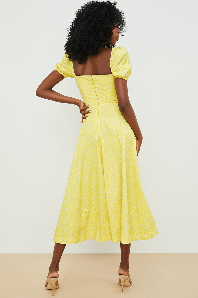 Tallulah Flower Puff Sleeve Midi Dress