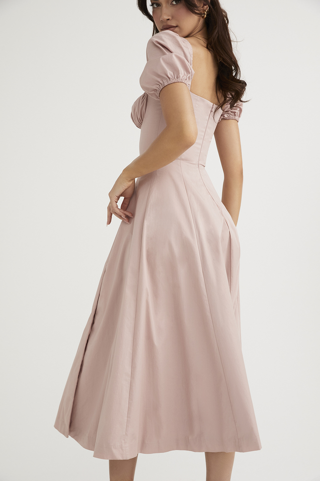 Tallulah Flower Puff Sleeve Midi Dress